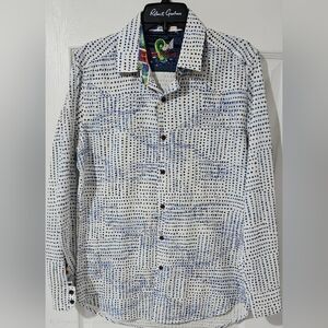 Robert Graham White and Blue Geometric Shirt